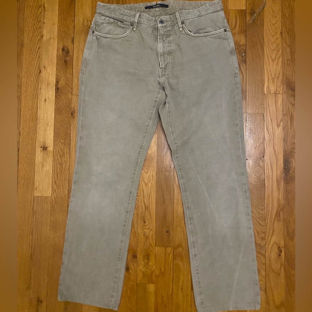 Incotex Ray Regular Pants Mens 36 X 32 5 Pocket Stretch Gray Cream jeans